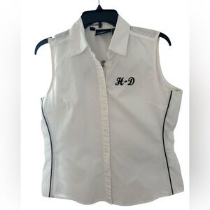 Harley-Davidson Black and White Logo Embroidered S-M Shirt